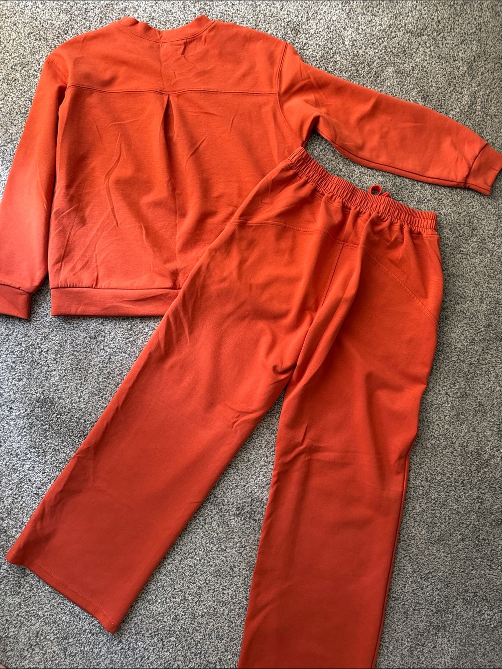 Women's Drawstring Track Pants and Pullover Sweat Set - Orange - Picture 5 of 7